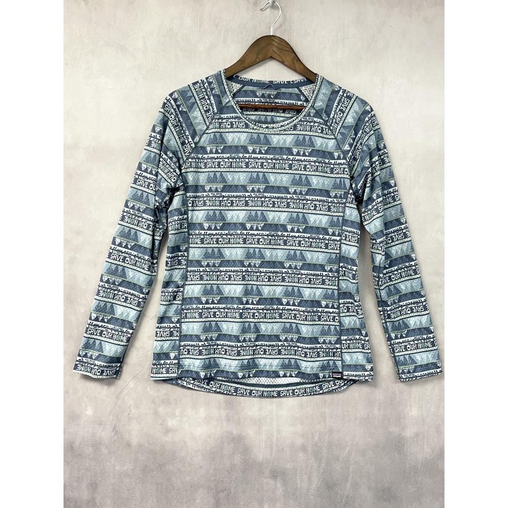 Patagonia Womens Capilene Midweight Large Save Our Home Blue Base Layer Gorpcore
